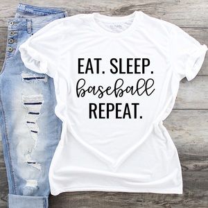 NWT Eat Sleep Baseball Repeat Graphic Tee